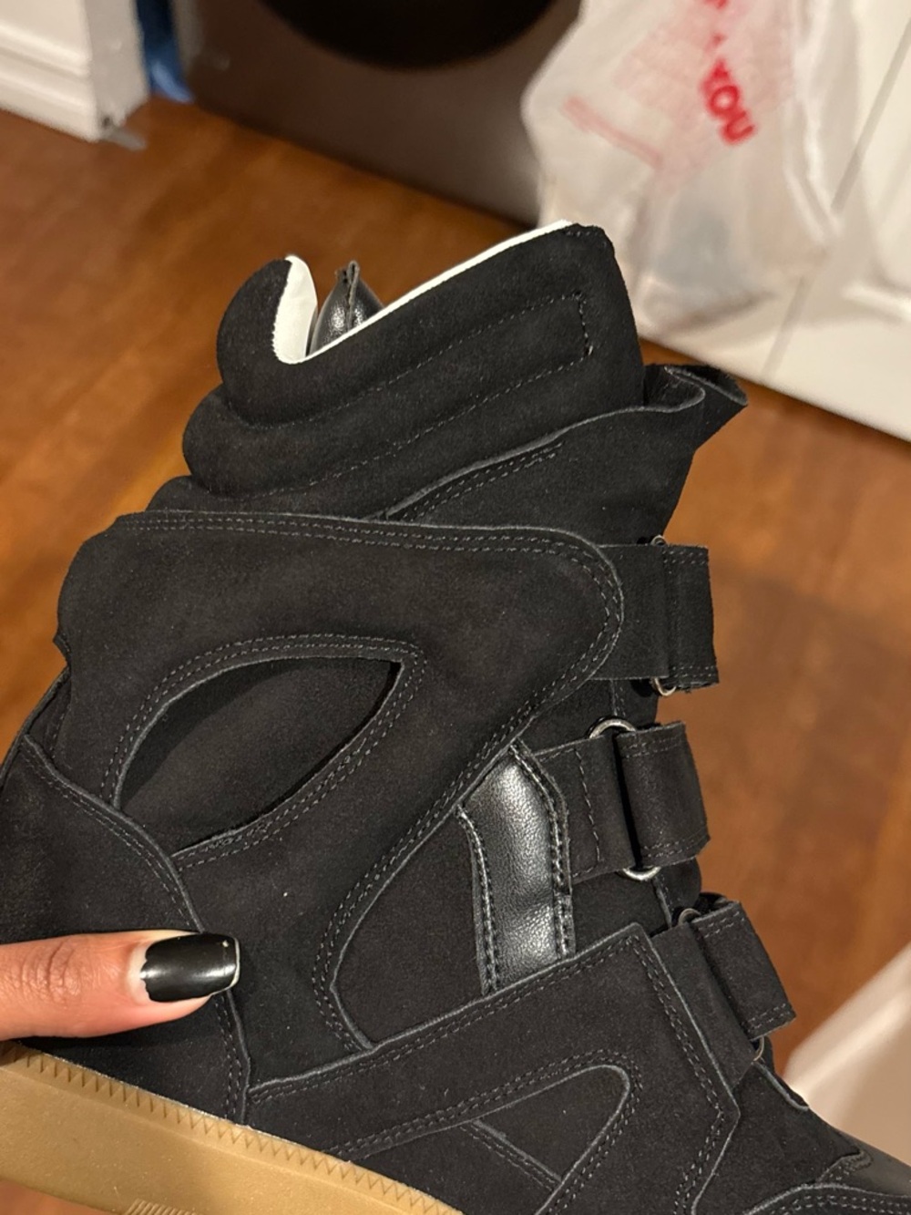Wedge High-Top Sneaker Boot - Black